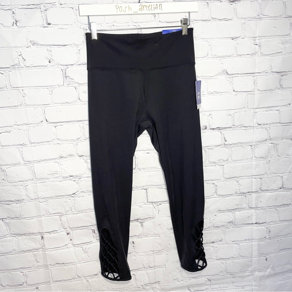 NWT Joy Lab | Target black cropped 3/4 length leggings with lattice bottoms